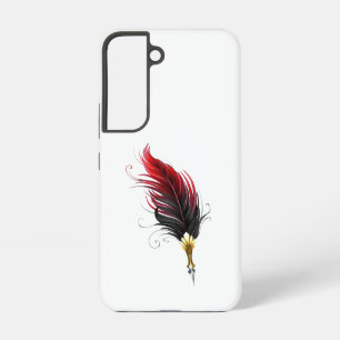 Red feather pen with gold nib samsung galaxy s22 case