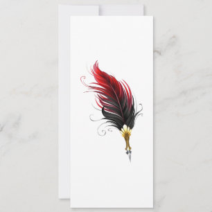 Red feather pen with gold nib save the date