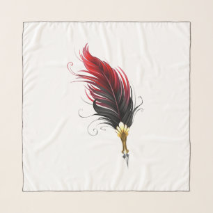 Red feather pen with gold nib scarf