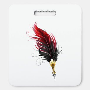 Red feather pen with gold nib seat cushion