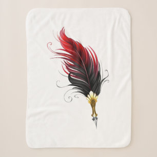 Red feather pen with gold nib sherpa blanket