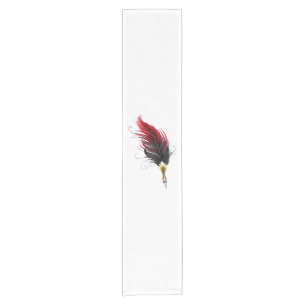 Red feather pen with gold nib short table runner