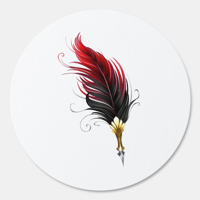 Red feather pen with gold nib sign (Front)