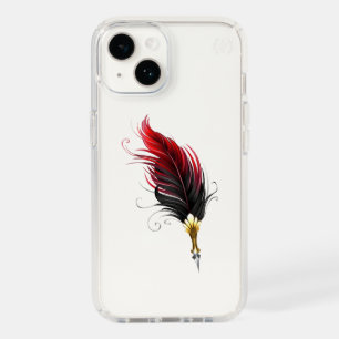Red feather pen with gold nib speck iPhone 14 case