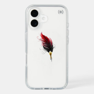 Red feather pen with gold nib iPhone 16 case