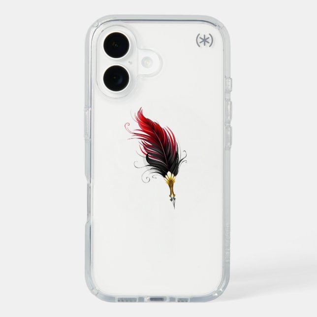 Red feather pen with gold nib speck iPhone case (Front)