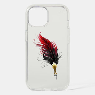 Red feather pen with gold nib iPhone 15 case