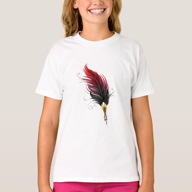 Red feather pen with gold nib T-Shirt (Front)
