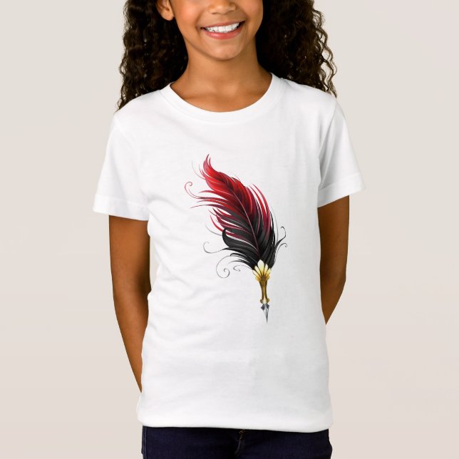 Red feather pen with gold nib T-Shirt (Front)