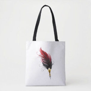 Red feather pen with gold nib tote bag