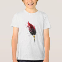 Red feather pen with gold nib