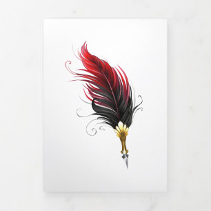 Red feather pen with gold nib Tri-Fold program