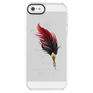 Red feather pen with gold nib clear iPhone SE/5/5s case