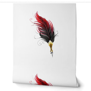 Red feather pen with gold nib wallpaper