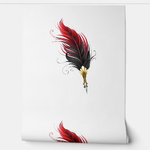 Red feather pen with gold nib wallpaper
