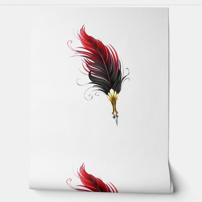 Red feather pen with gold nib wallpaper  (Unrolling)