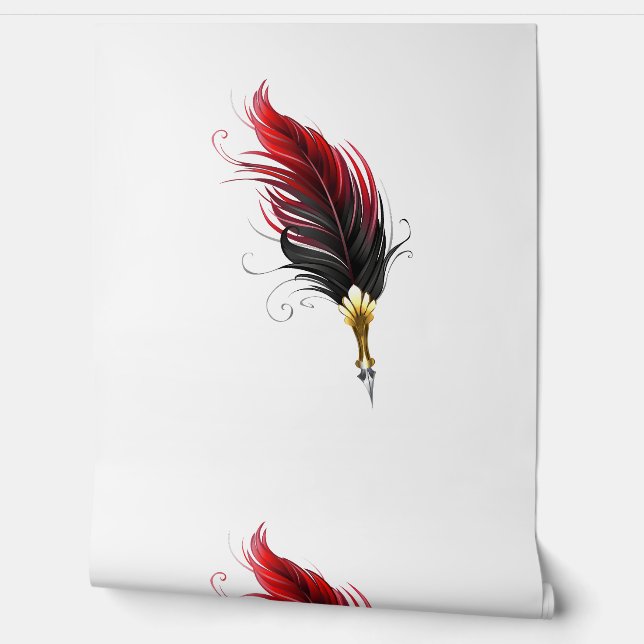 Red feather pen with gold nib wallpaper  (Unrolling)