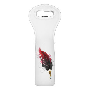 Red feather pen with gold nib wine bag
