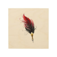 Red feather pen with gold nib