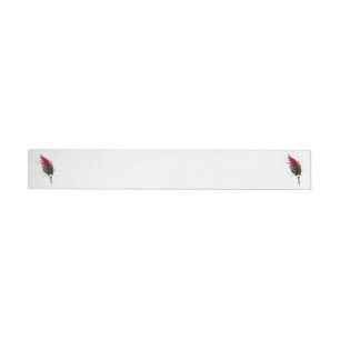 Red feather pen with gold nib wrap around label