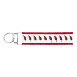 Red feather pen with gold nib wrist keychain