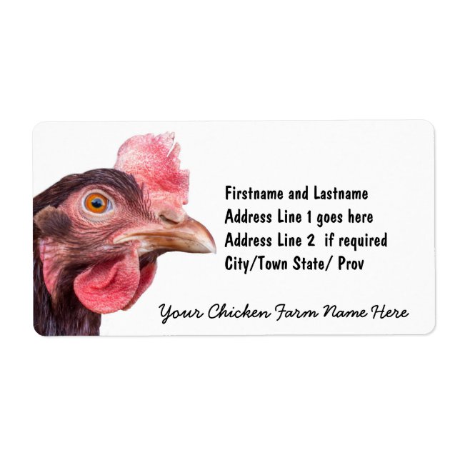 Red Feathered Chicken Egg Layer Hen Label (Front)