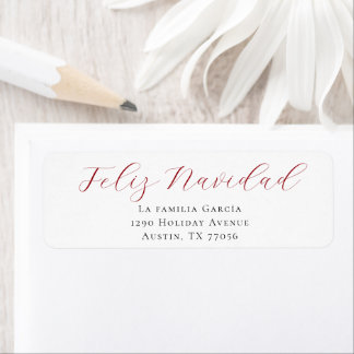 Red Feliz Navidad Mail Return Address Label