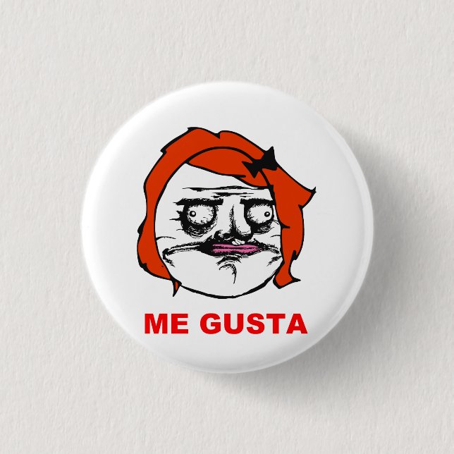 Red Female Me Gusta Comic Rage Face Meme Button (Front)