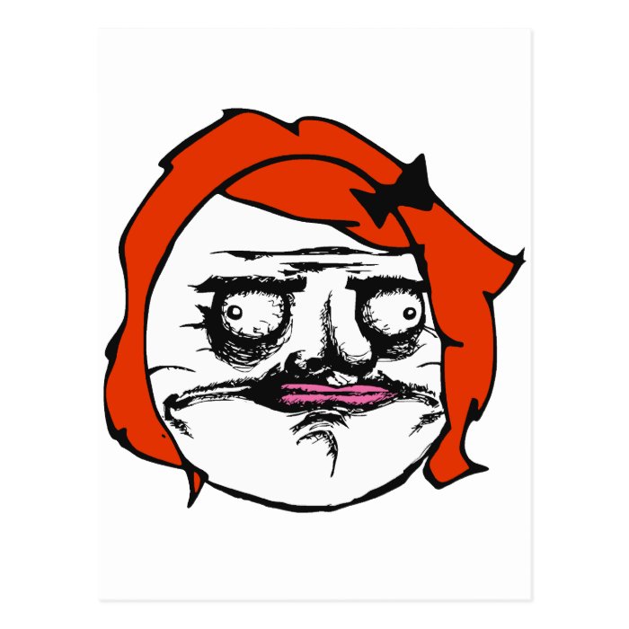 Red Female Me Gusta Comic Rage Face Meme Post Cards