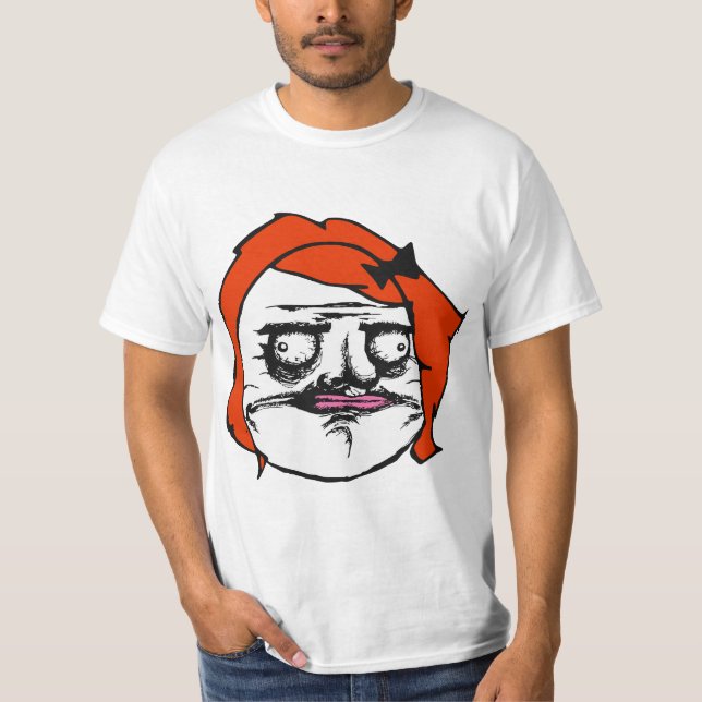 Red Female Me Gusta Comic Rage Face Meme T-Shirt (Front)