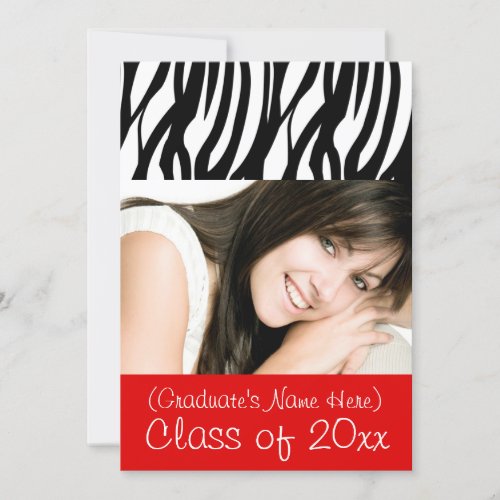 Red Feminine Graduation or Party Invite 5" X 7" Invitation Card