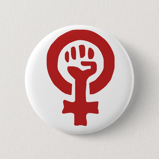 Red Feminism Symbol Button (Front)