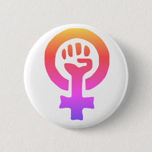 Red Feminism Symbol Button