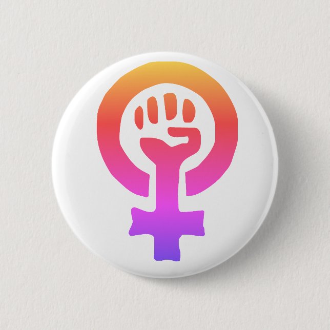 Red Feminism Symbol Button (Front)