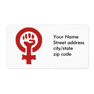 Red Feminism Symbol Label