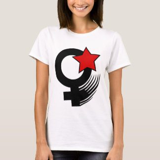 Red Feminist Action Style on White Baby Doll T-Shirt