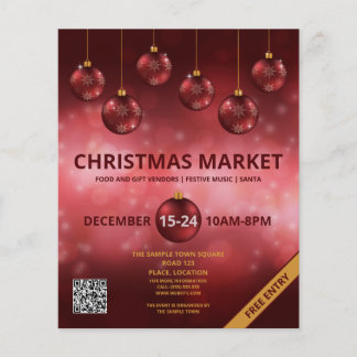 Red Festive Christmas Baubles - Christmas Market Flyer