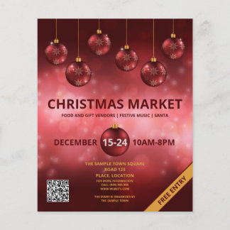 Red Festive Christmas Baubles - Christmas Market Flyer