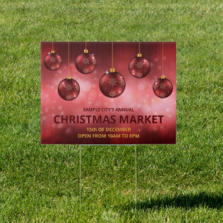 Red Festive Christmas Baubles - Christmas Market Sign