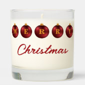 Red Festive Christmas Baubles Merry Christmas Text Scented Candle (Front)