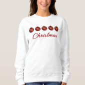 Red Festive Christmas Baubles Merry Christmas Text Sweatshirt (Front)