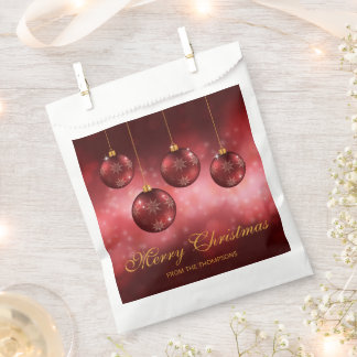 Red Festive Christmas Baubles With Custom Text Favor Bag