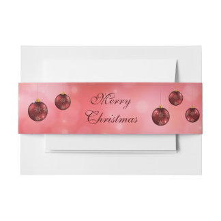 Red Festive Christmas Baubles With Custom Text Invitation Belly Band
