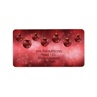 Red Festive Christmas Baubles With Custom Text Label