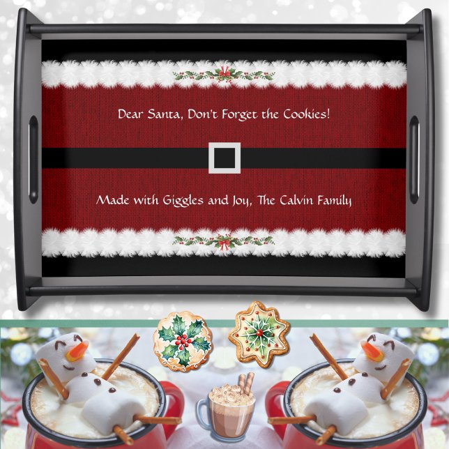 Red Festive Christmas Eve Cookies for Santa Serving Tray (The perfect tray for cookies and milk on Christmas Eve. A fun holiday tradition!)