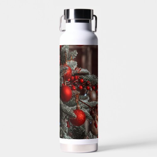 Red Festive Christmas Ornament Water Bottle
