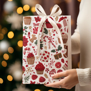 Red Festive Christmas Pattern   Gift Bag