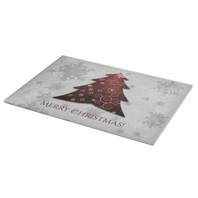 Red Festive Christmas Tree Cutting Board (Corner)