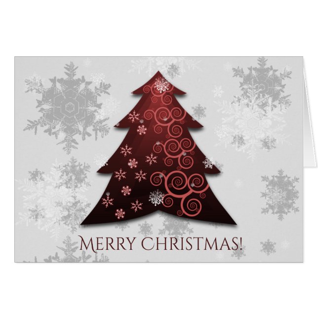 Red Festive Christmas Tree Greeting Card (Front Horizontal)