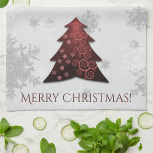 Red Festive Christmas Tree Kitchen Towel